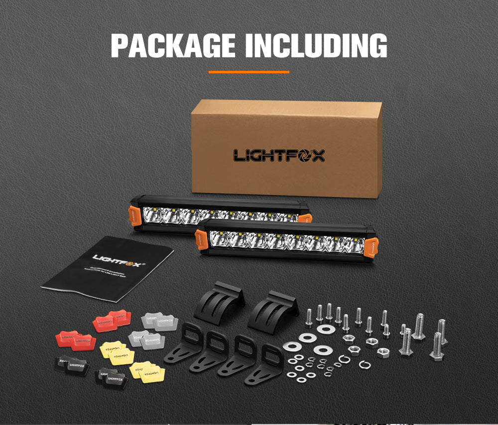Lightfox Vega Series Pair 8inch Osram LED Light Bar 1Lux @ 606m 8,856 Lumens