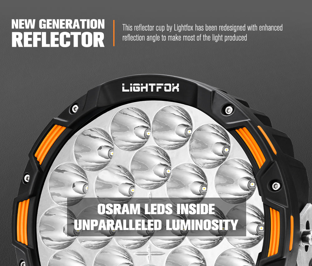 Lightfox OSRAM 9inch LED Driving Lights + 28" Single Row LED Light Bar + Wiring Kit
