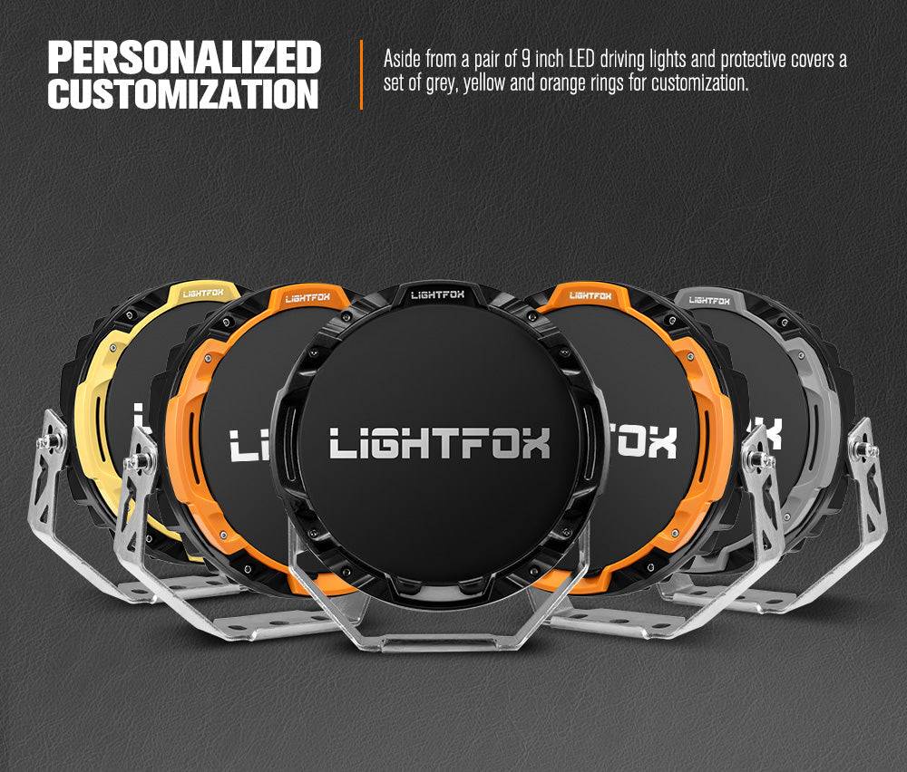 Lightfox Osram 9" LED Driving Lights + 20" Dual Row LED Light Bar w/ Wiring Kit