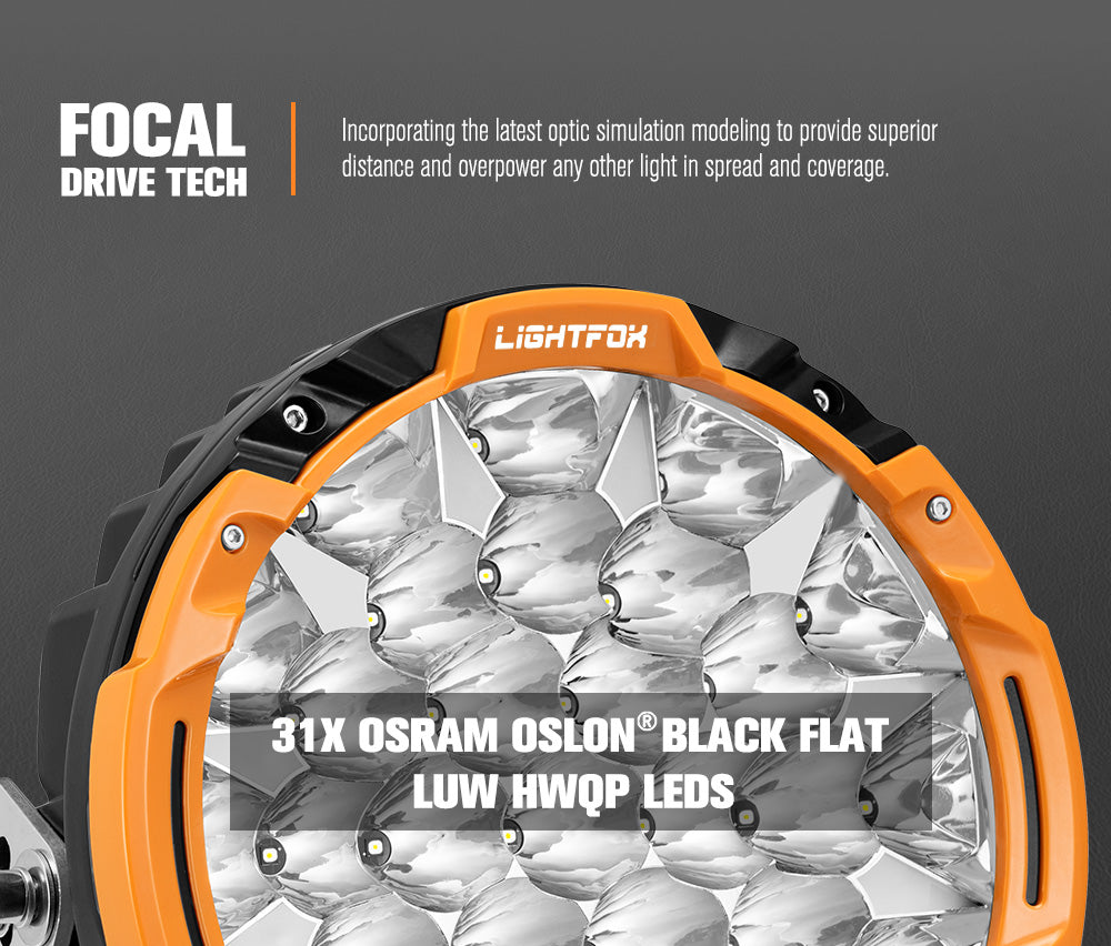 Lightfox Osram 9" LED Driving Lights + 30" Dual Row LED Light Bar w/ Wiring Kit